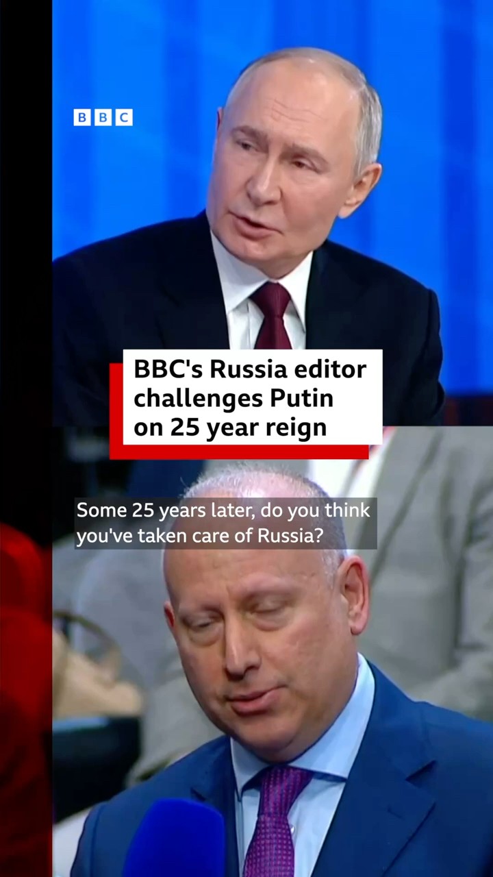 BBC's Steve Rosenberg challenges Putin on his 25 years in power in Russia. #Russia #Putin #BBCNews
